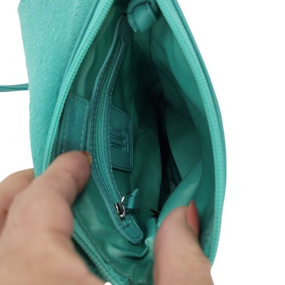 ILI New York Leather Crossbody Bag 6647 TRQ Adjustable Strap Mini Sac Mint Blue - Picture 11 of 13